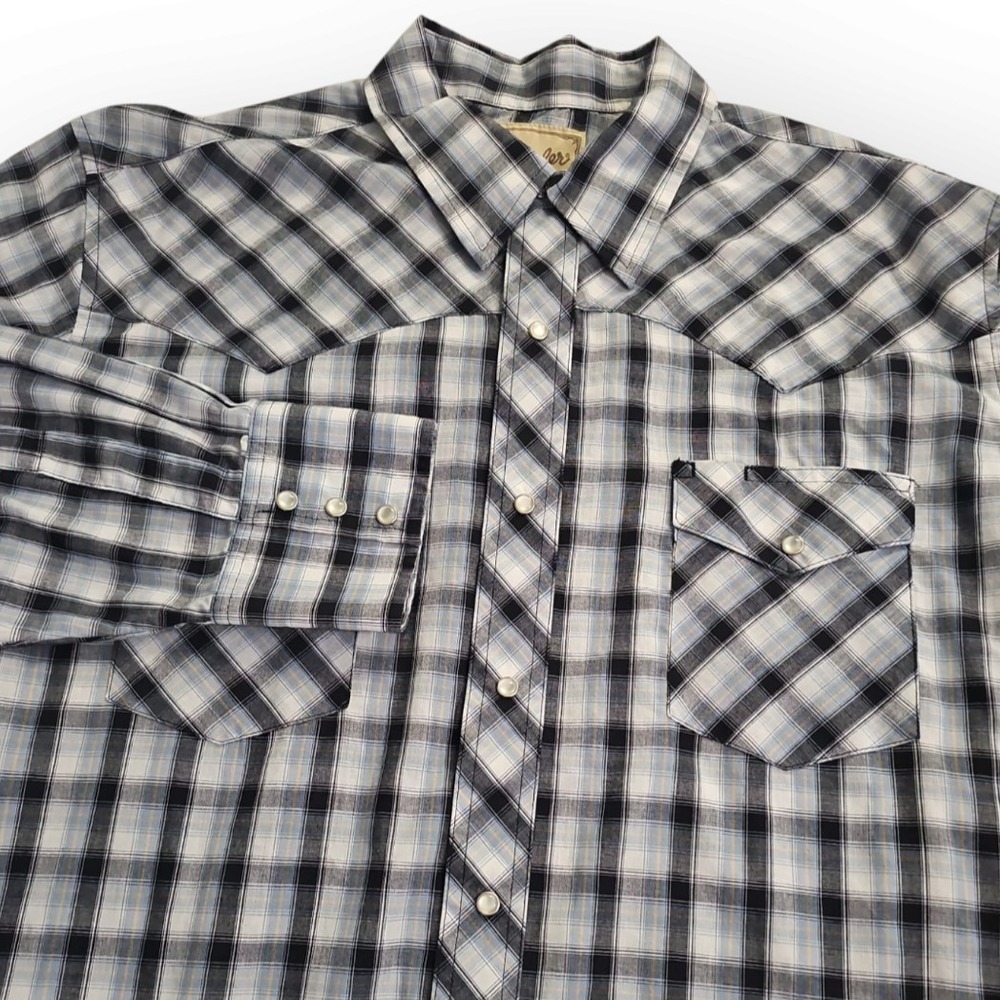 Wrangler Western Shirts X-Large XL Pearl Snap Plaid Shirt‎ Rodeo Cowboy